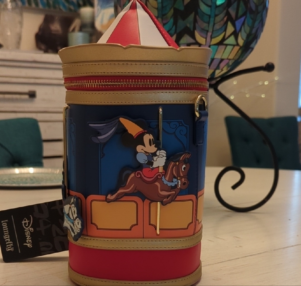 2 Pieces Loungefly Disney Mickey Mouse Carousel Bag & Wallet NWT Collectors